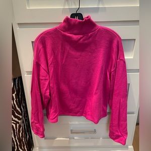 ZARA PINK MOCK NECK CROPPED SWEATER